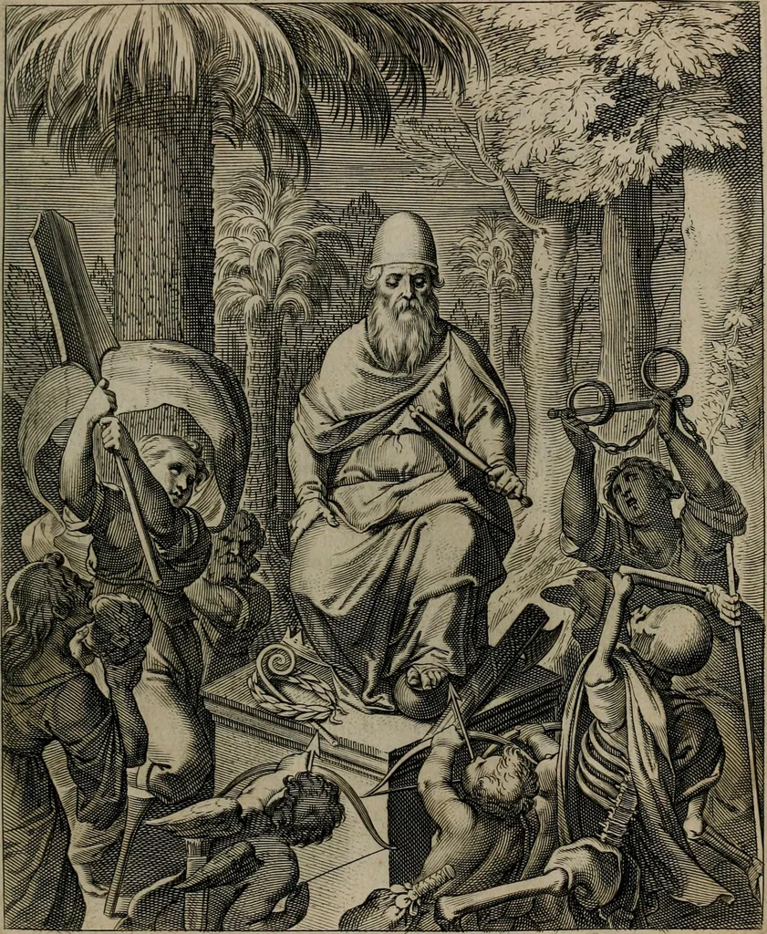 An illustration from Quinti Horatii Flacci emblemata : imaginibus in aes incisis, notisq[ue], illustrata, 1612, leaf 86