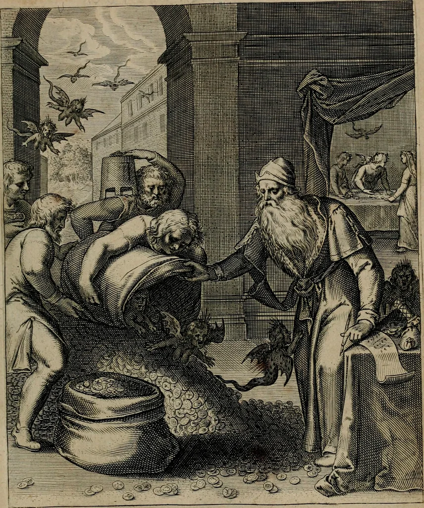An illustration from Quinti Horatii Flacci emblemata : imaginibus in aes incisis, notisq[ue], illustrata, 1612, leaf 94
