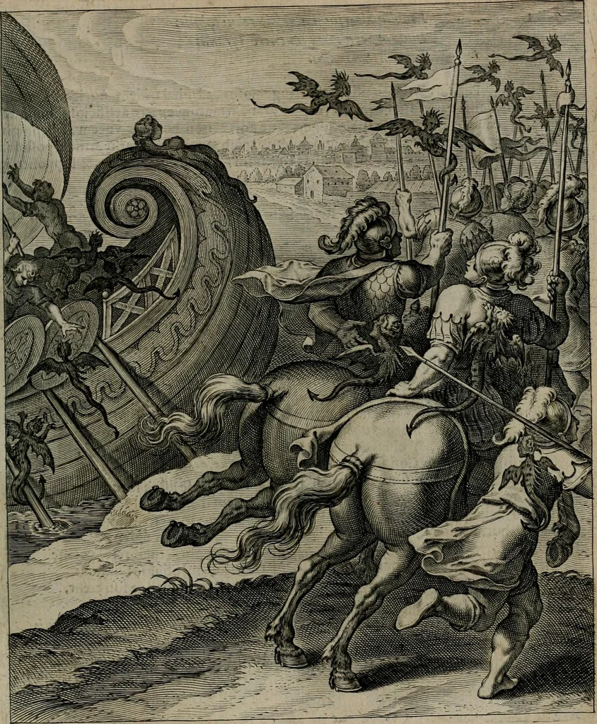 An illustration from Quinti Horatii Flacci emblemata : imaginibus in aes incisis, notisq[ue], illustrata, 1612, leaf 98