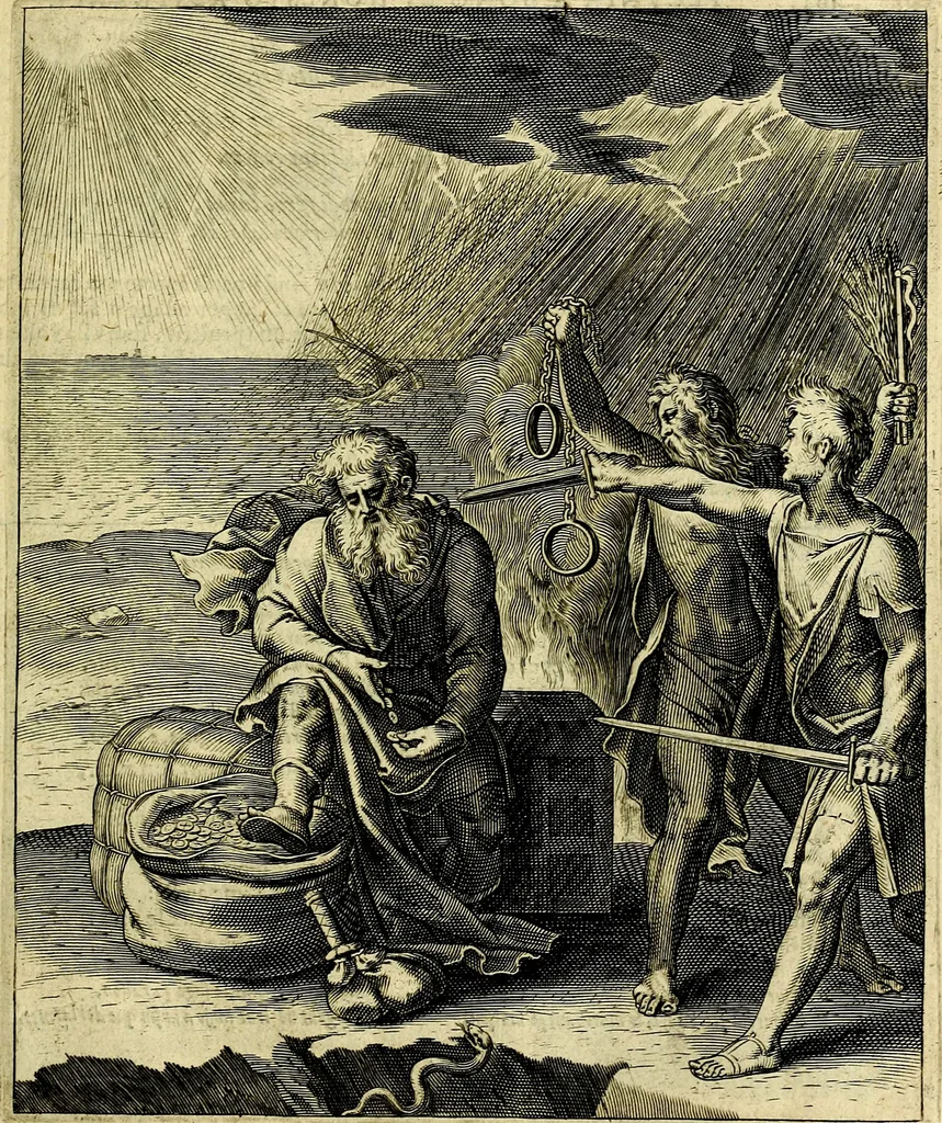 An illustration from Quinti Horatii Flacci emblemata imaginibus in æs incis, notisq́; illustrata, 1612, leaf 108