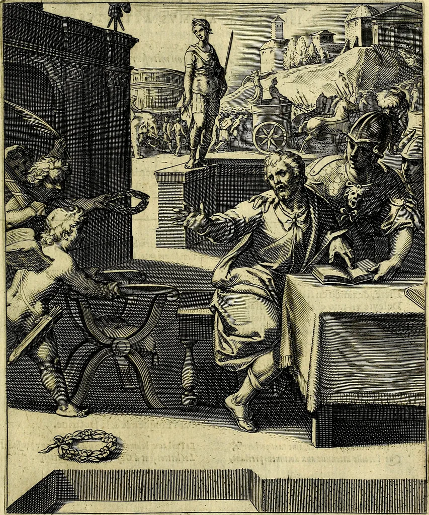 An illustration from Quinti Horatii Flacci emblemata imaginibus in æs incis, notisq́; illustrata, 1612, leaf 54