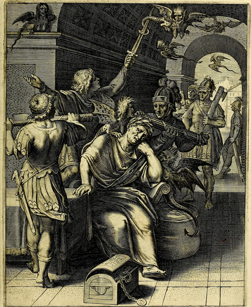 An illustration from Quinti Horatii Flacci emblemata imaginibus in æs incis, notisq́; illustrata, 1612, leaf 94