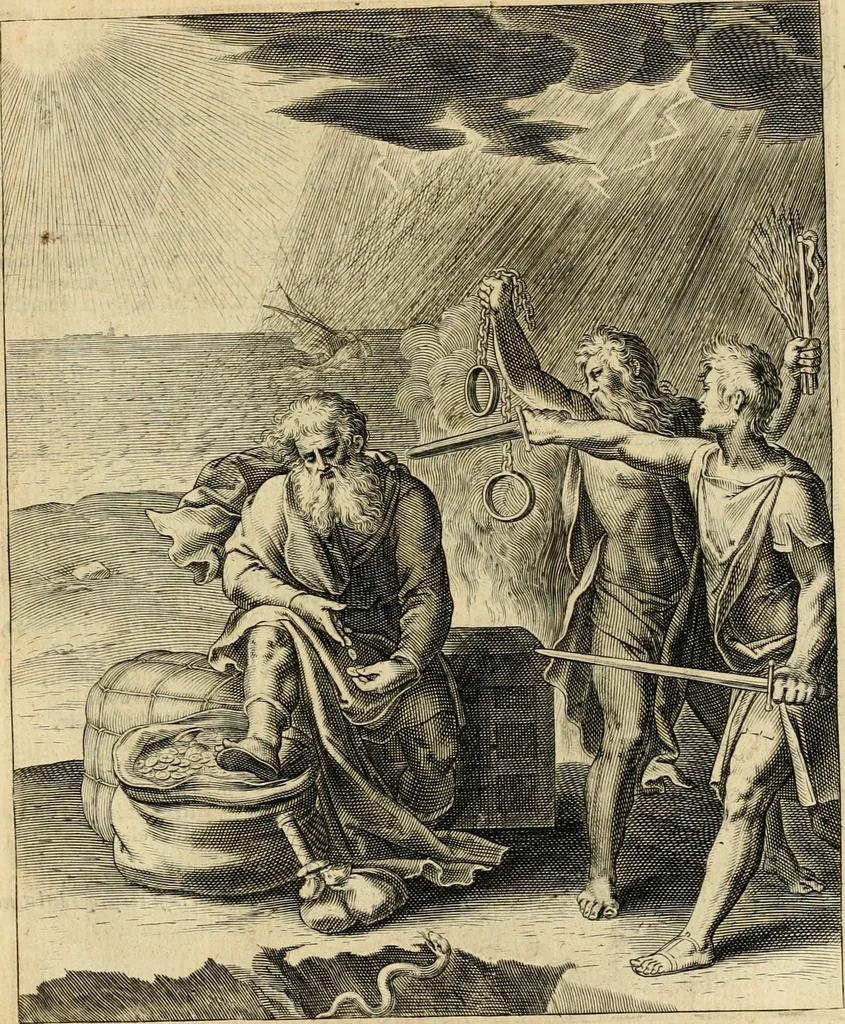An illustration from Quinti Horatij Flacci Emblemata : imaginibus in aes incisis, notis[que] illustrata, 1612, leaf 106