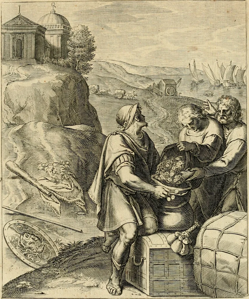 An illustration from Quinti Horatij Flacci Emblemata : imaginibus in aes incisis, notis[que] illustrata, 1612, leaf 108