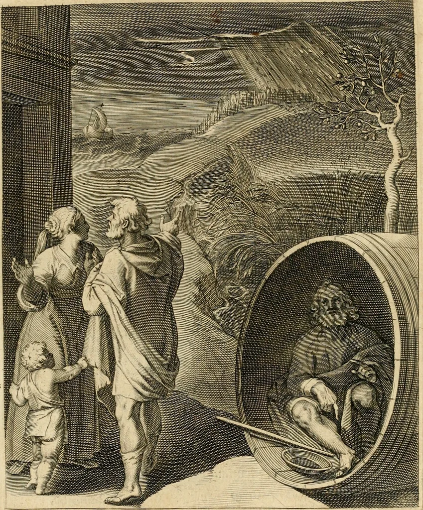 An illustration from Quinti Horatij Flacci Emblemata : imaginibus in aes incisis, notis[que] illustrata, 1612, leaf 112