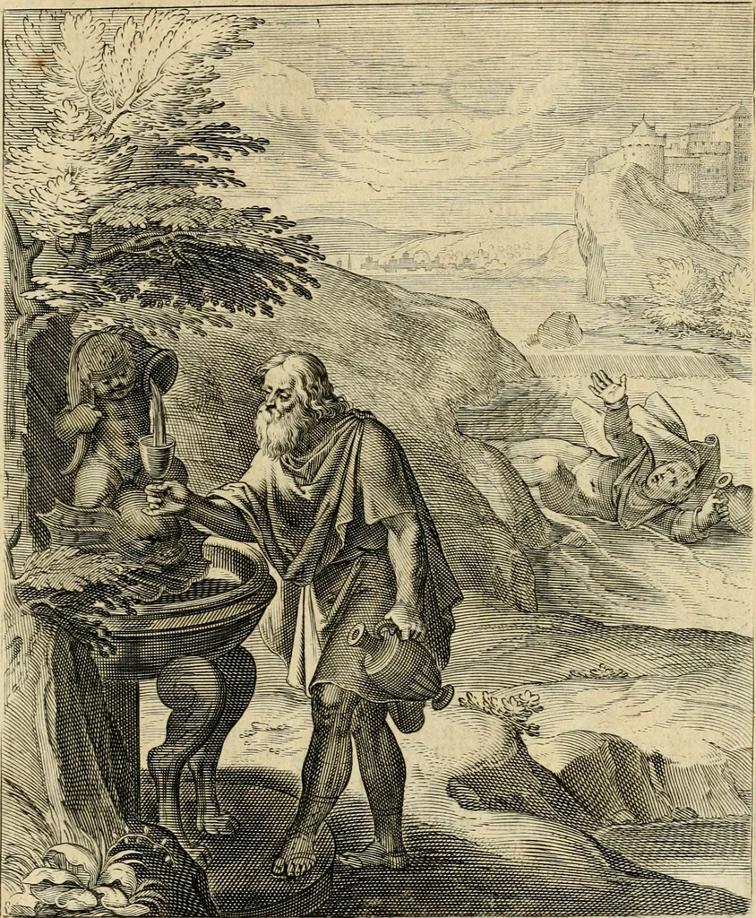 An illustration from Quinti Horatij Flacci Emblemata : imaginibus in aes incisis, notis[que] illustrata, 1612, leaf 116