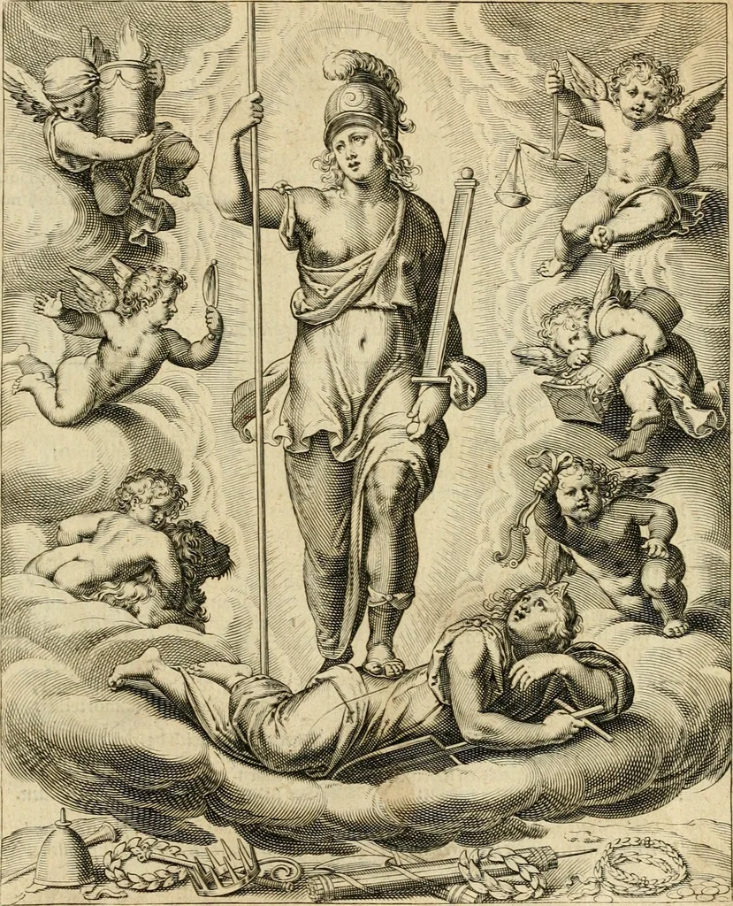 An illustration from Quinti Horatij Flacci Emblemata : imaginibus in aes incisis, notis[que] illustrata, 1612, leaf 12