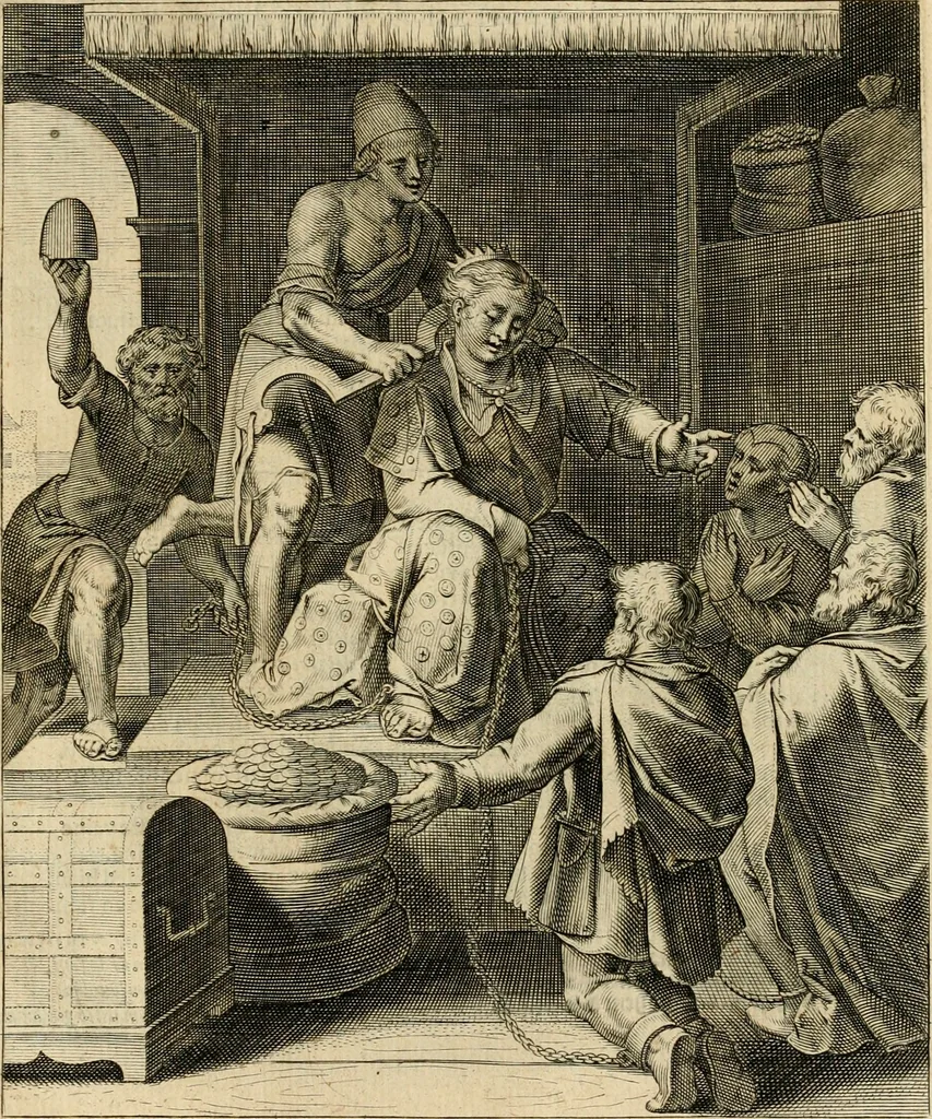 An illustration from Quinti Horatij Flacci Emblemata : imaginibus in aes incisis, notis[que] illustrata, 1612, leaf 124