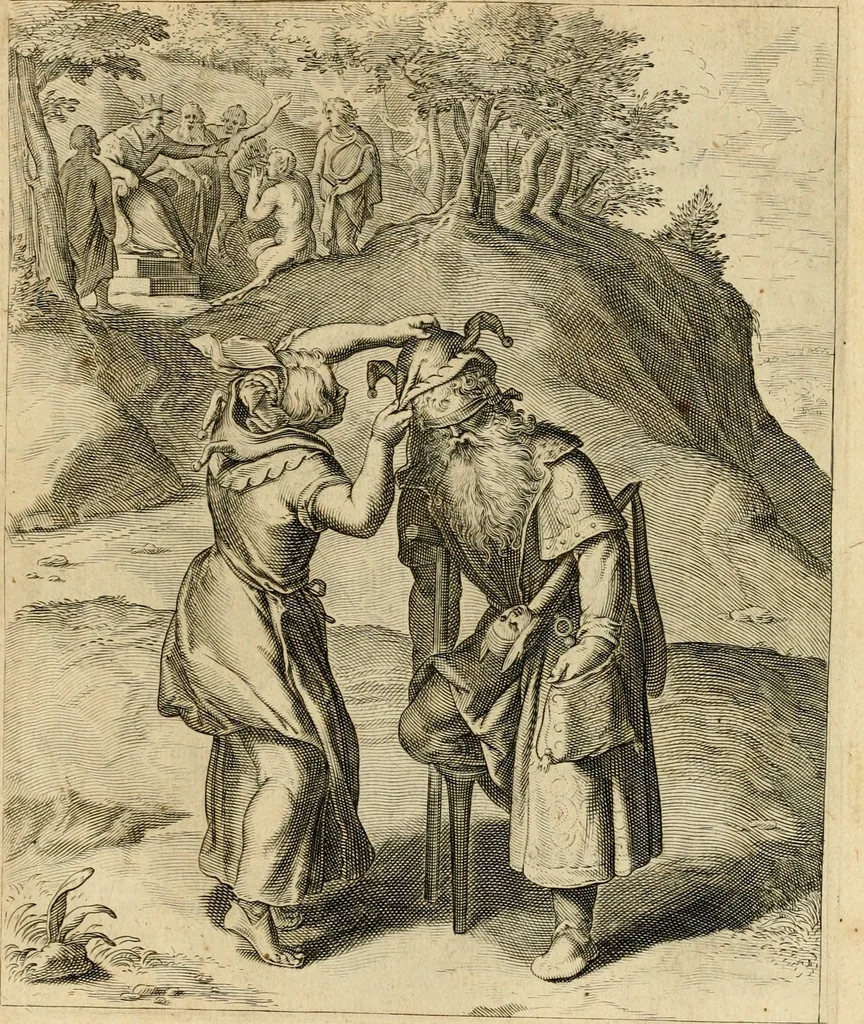 An illustration from Quinti Horatij Flacci Emblemata : imaginibus in aes incisis, notis[que] illustrata, 1612, leaf 126