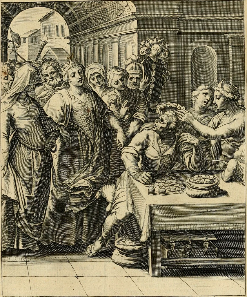 An illustration from Quinti Horatij Flacci Emblemata : imaginibus in aes incisis, notis[que] illustrata, 1612, leaf 132