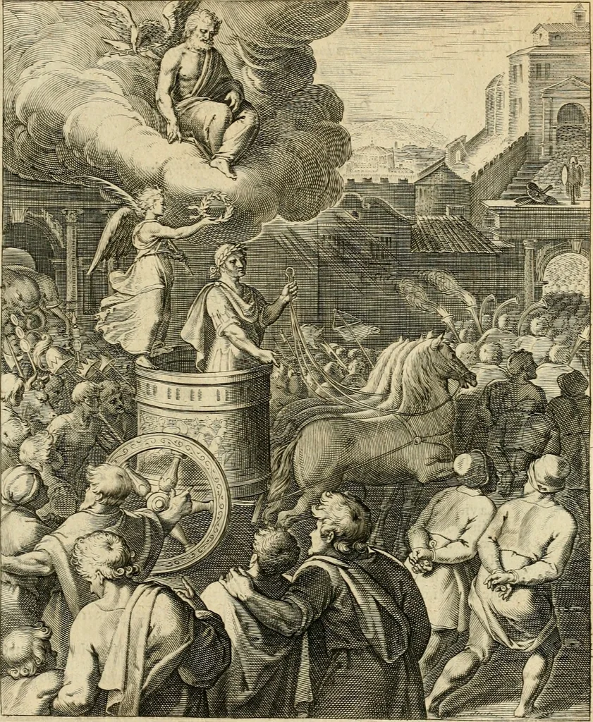 An illustration from Quinti Horatij Flacci Emblemata : imaginibus in aes incisis, notis[que] illustrata, 1612, leaf 14