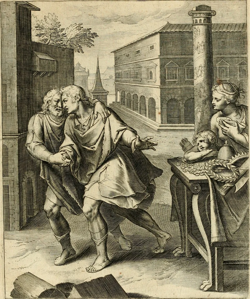 An illustration from Quinti Horatij Flacci Emblemata : imaginibus in aes incisis, notis[que] illustrata, 1612, leaf 140