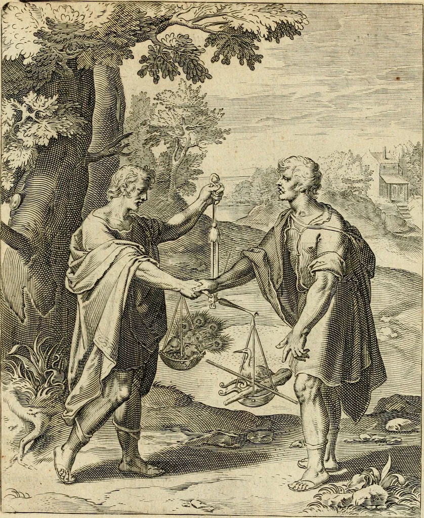 An illustration from Quinti Horatij Flacci Emblemata : imaginibus in aes incisis, notis[que] illustrata, 1612, leaf 142