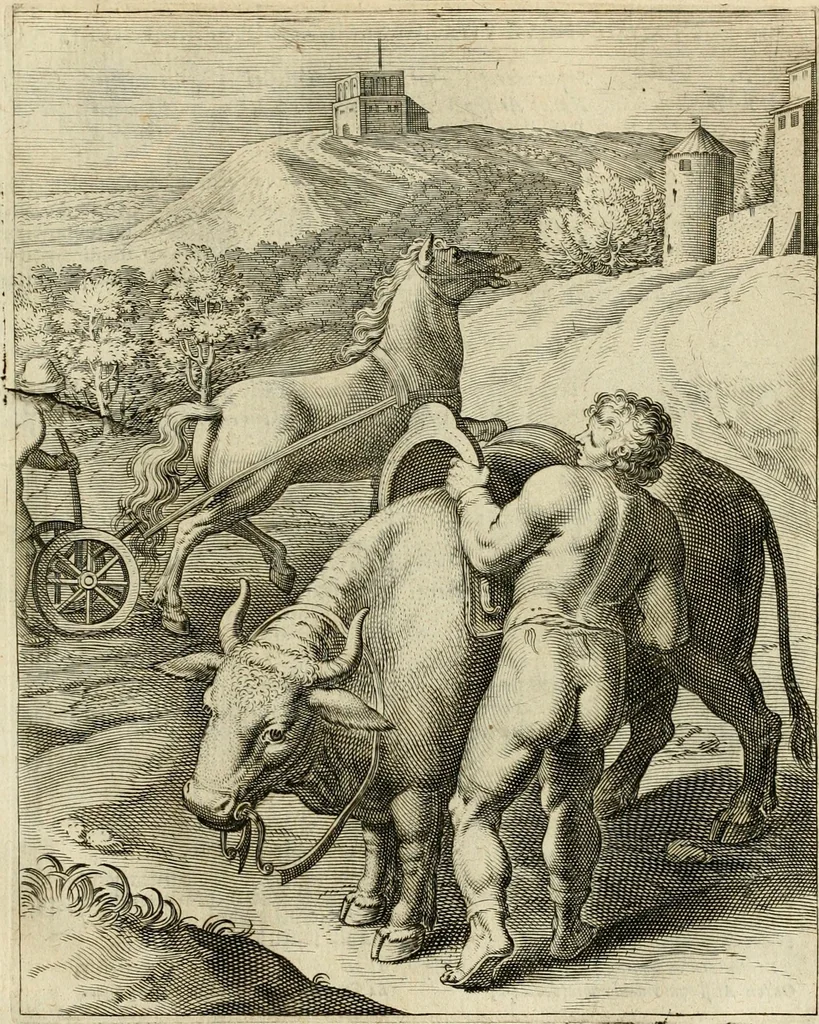 An illustration from Quinti Horatij Flacci Emblemata : imaginibus in aes incisis, notis[que] illustrata, 1612, leaf 152