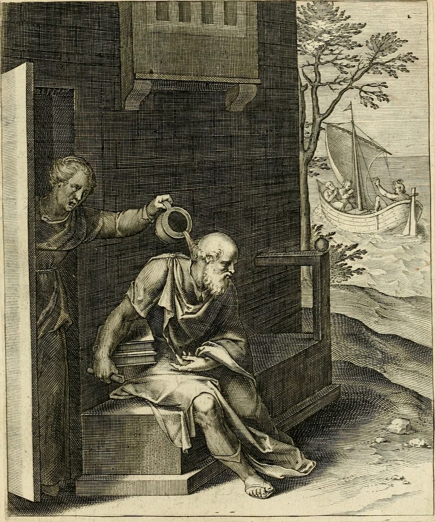 An illustration from Quinti Horatij Flacci Emblemata : imaginibus in aes incisis, notis[que] illustrata, 1612, leaf 156