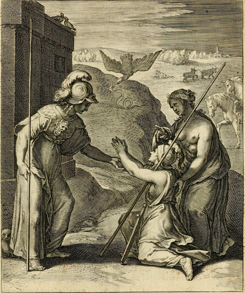 An illustration from Quinti Horatij Flacci Emblemata : imaginibus in aes incisis, notis[que] illustrata, 1612, leaf 16