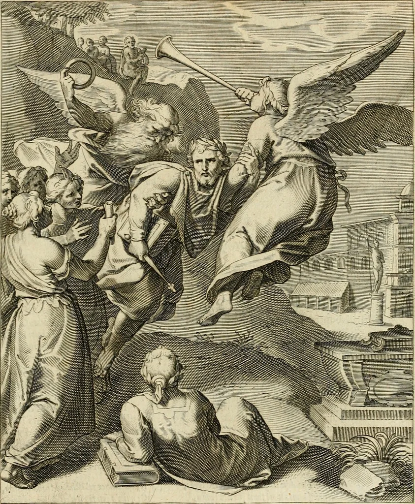 An illustration from Quinti Horatij Flacci Emblemata : imaginibus in aes incisis, notis[que] illustrata, 1612, leaf 162