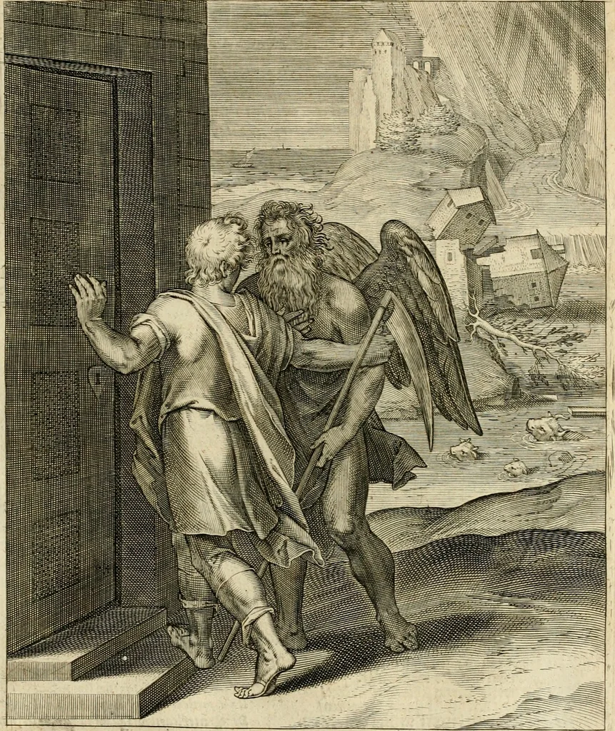 An illustration from Quinti Horatij Flacci Emblemata : imaginibus in aes incisis, notis[que] illustrata, 1612, leaf 172