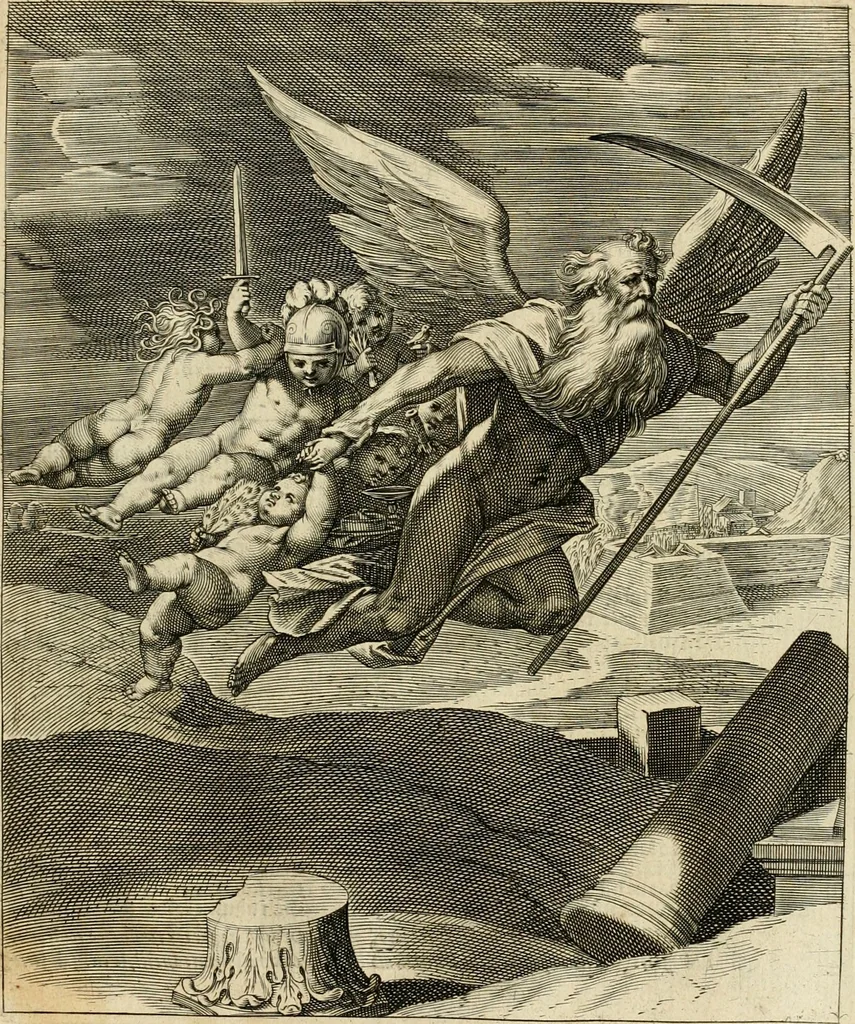 An illustration from Quinti Horatij Flacci Emblemata : imaginibus in aes incisis, notis[que] illustrata, 1612, leaf 180