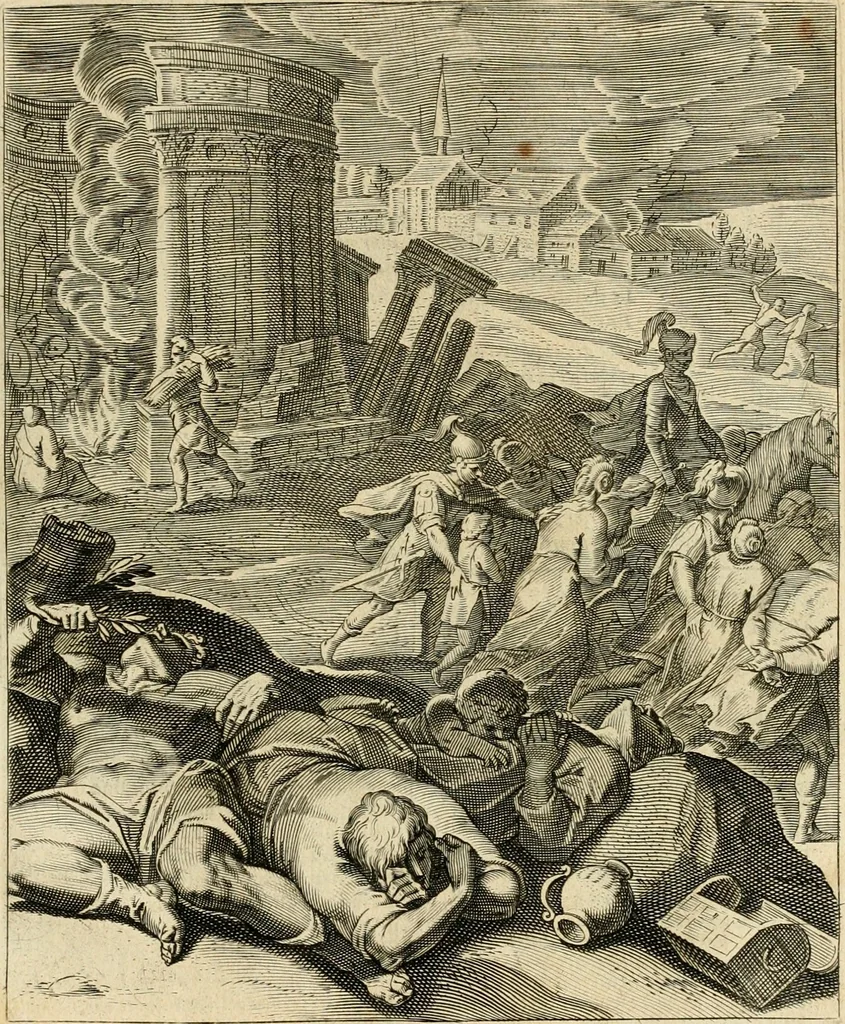 An illustration from Quinti Horatij Flacci Emblemata : imaginibus in aes incisis, notis[que] illustrata, 1612, leaf 182