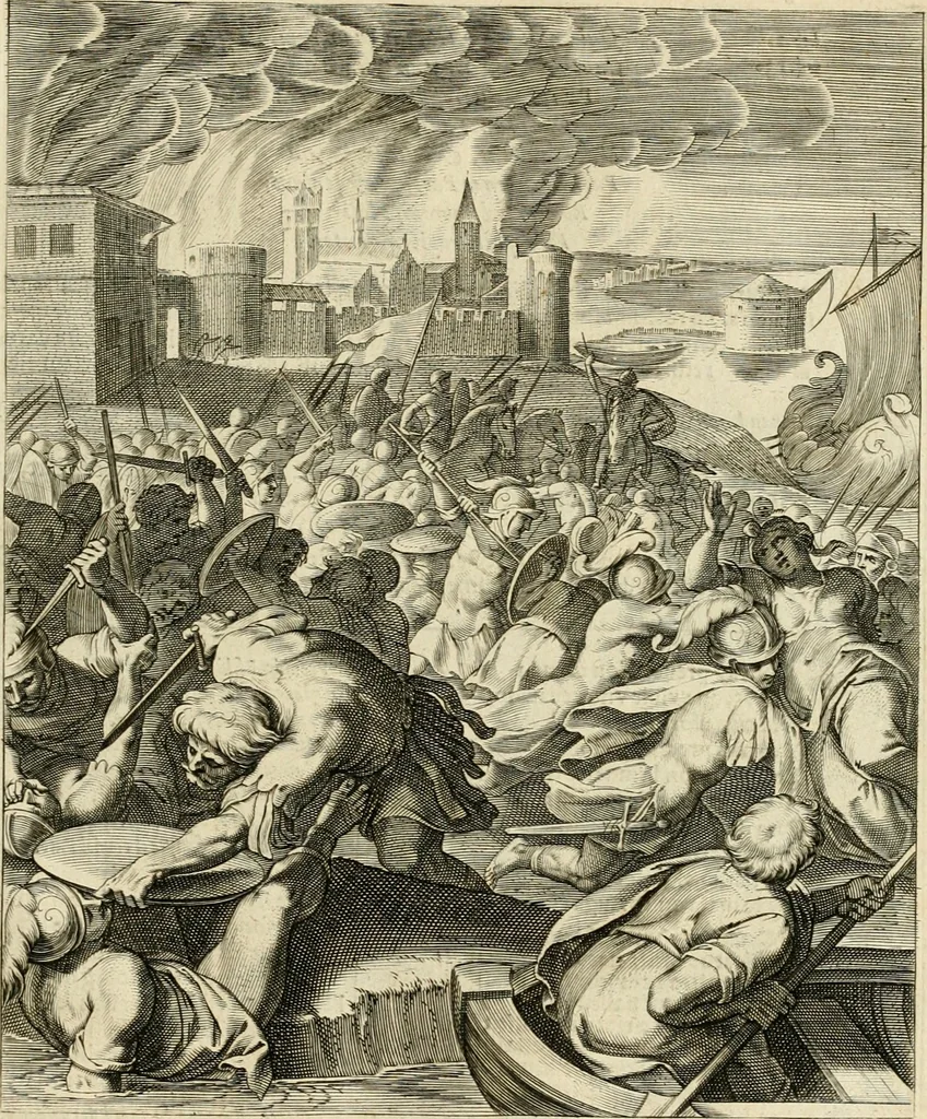 An illustration from Quinti Horatij Flacci Emblemata : imaginibus in aes incisis, notis[que] illustrata, 1612, leaf 186