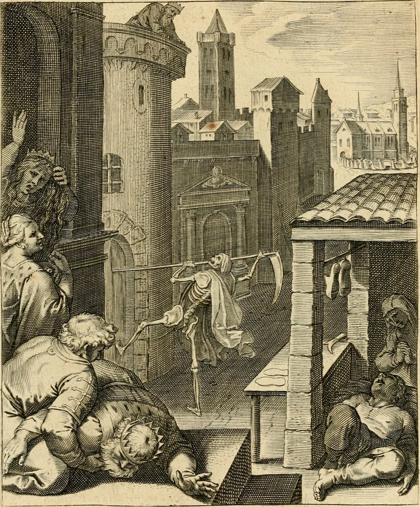 An illustration from Quinti Horatij Flacci Emblemata : imaginibus in aes incisis, notis[que] illustrata, 1612, leaf 208