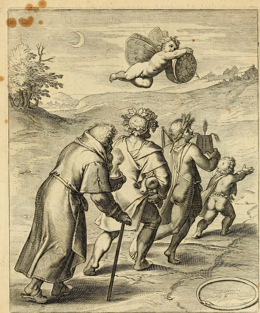 An illustration from Quinti Horatij Flacci Emblemata : imaginibus in aes incisis, notis[que] illustrata, 1612, leaf 210