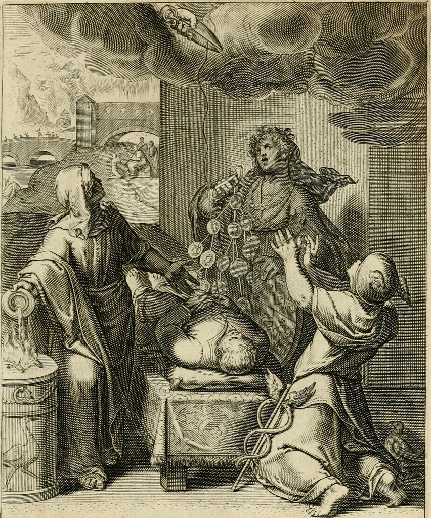 An illustration from Quinti Horatij Flacci Emblemata : imaginibus in aes incisis, notis[que] illustrata, 1612, leaf 214