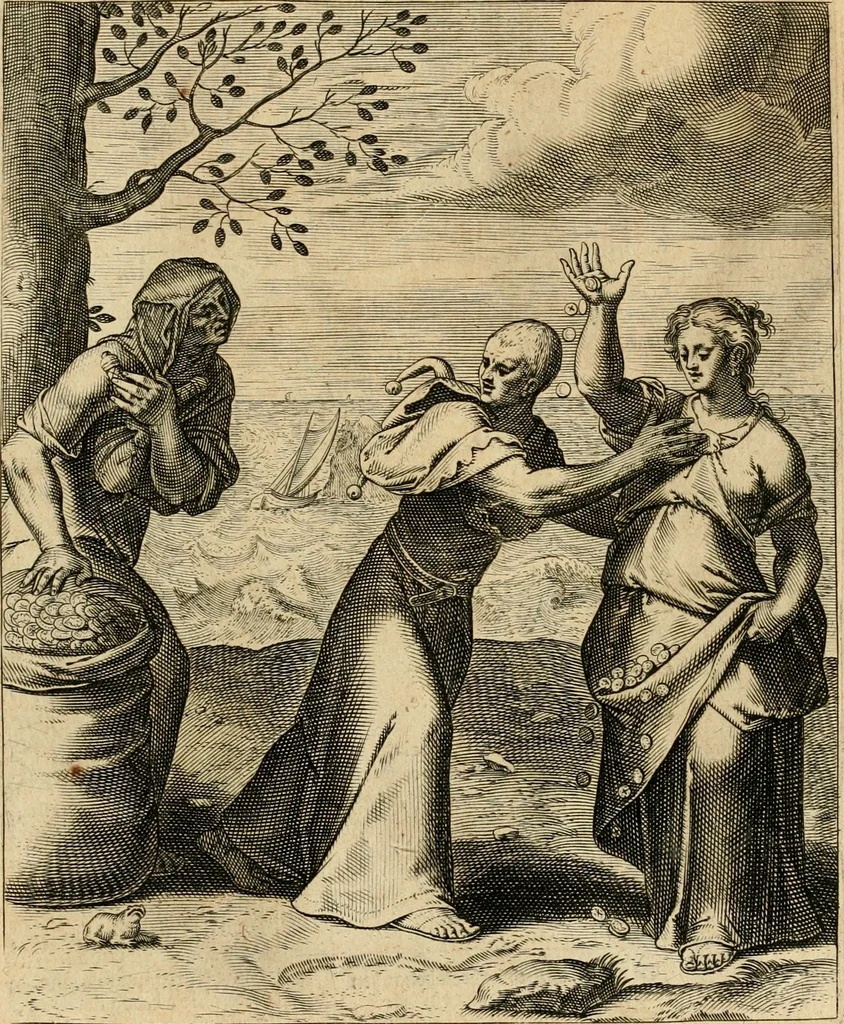 An illustration from Quinti Horatij Flacci Emblemata : imaginibus in aes incisis, notis[que] illustrata, 1612, leaf 24