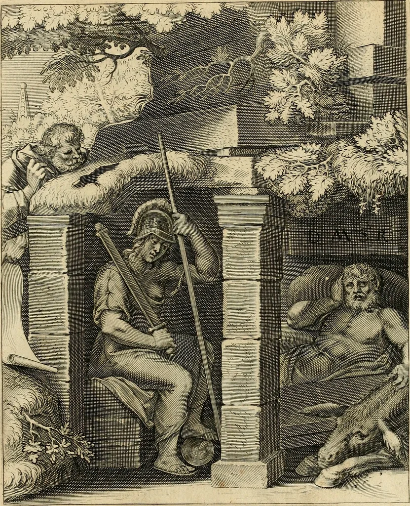 An illustration from Quinti Horatij Flacci Emblemata : imaginibus in aes incisis, notis[que] illustrata, 1612, leaf 26