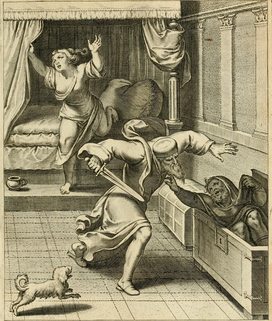 An illustration from Quinti Horatij Flacci Emblemata : imaginibus in aes incisis, notis[que] illustrata, 1612, leaf 32
