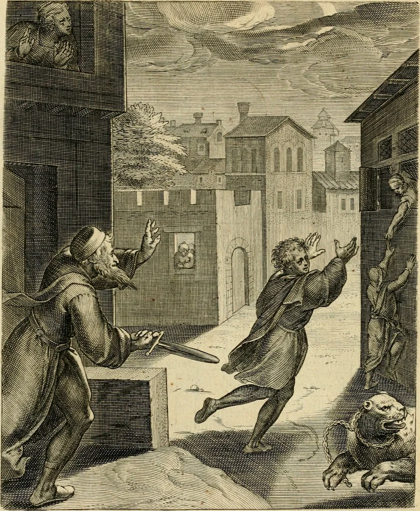 An illustration from Quinti Horatij Flacci Emblemata : imaginibus in aes incisis, notis[que] illustrata, 1612, leaf 34