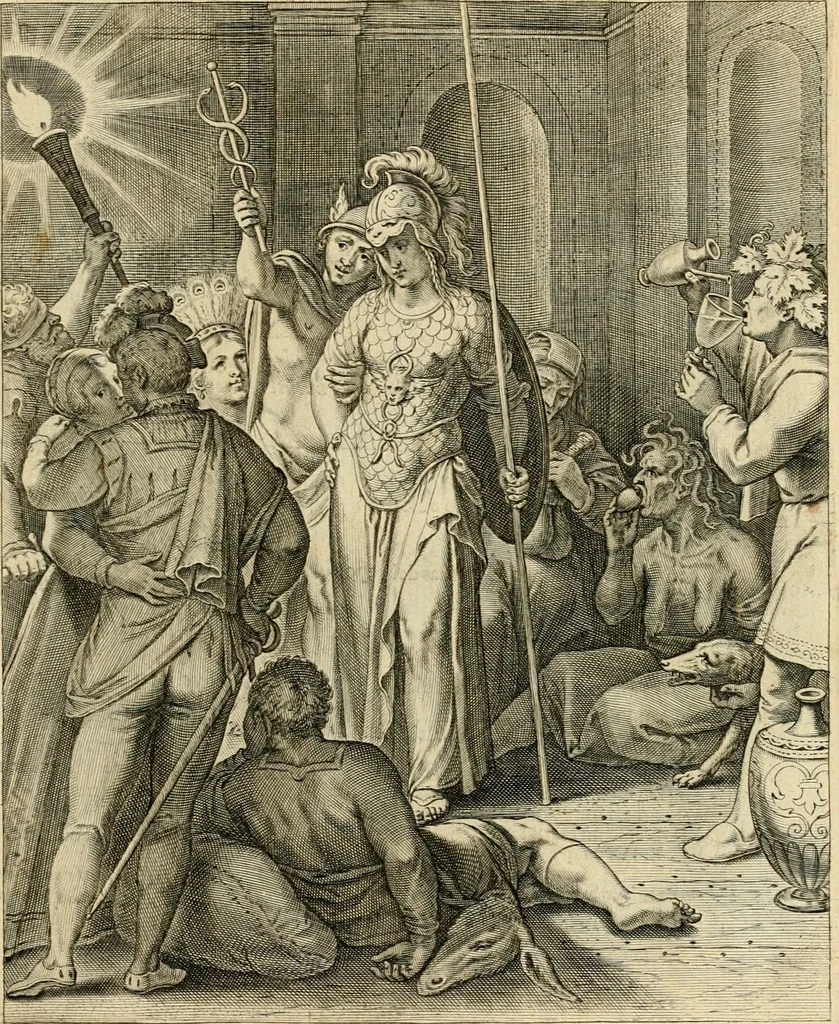 An illustration from Quinti Horatij Flacci Emblemata : imaginibus in aes incisis, notis[que] illustrata, 1612, leaf 54