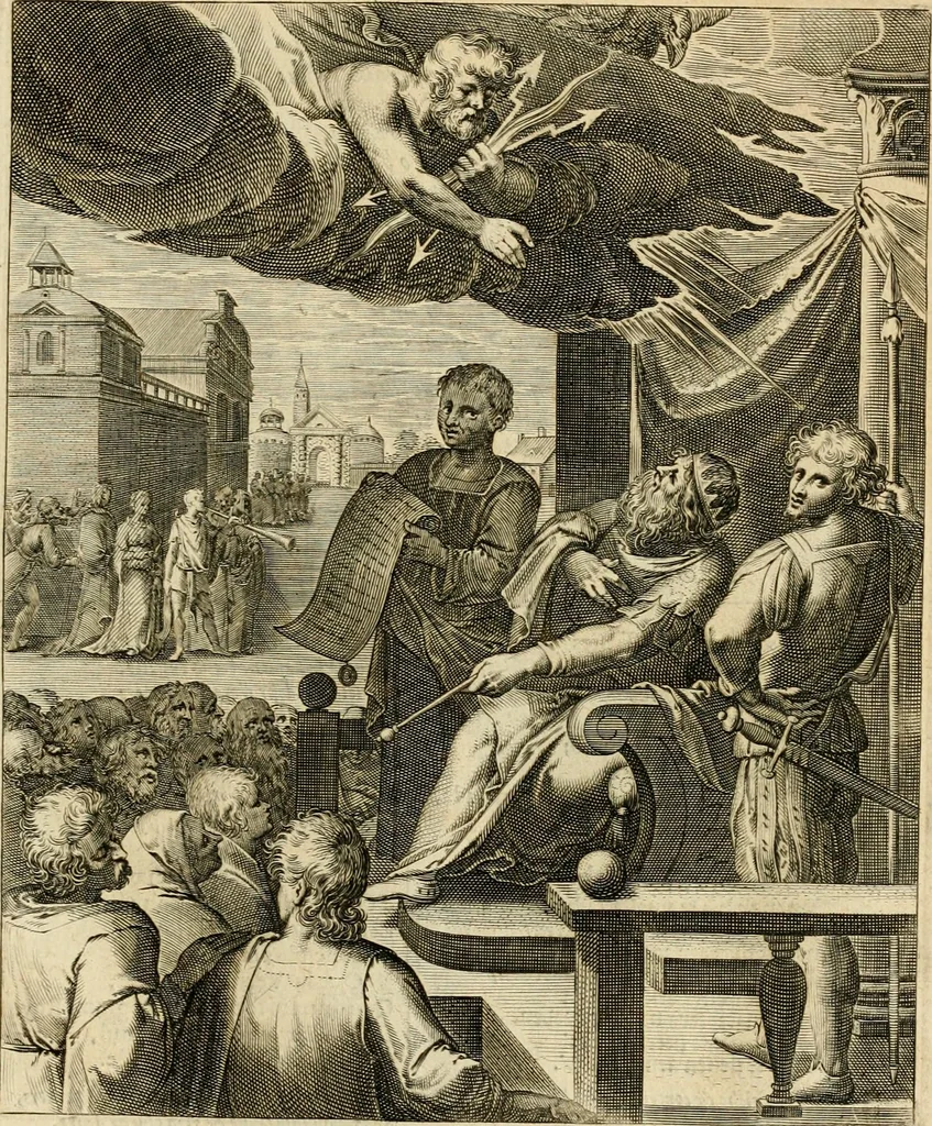 An illustration from Quinti Horatij Flacci Emblemata : imaginibus in aes incisis, notis[que] illustrata, 1612, leaf 82
