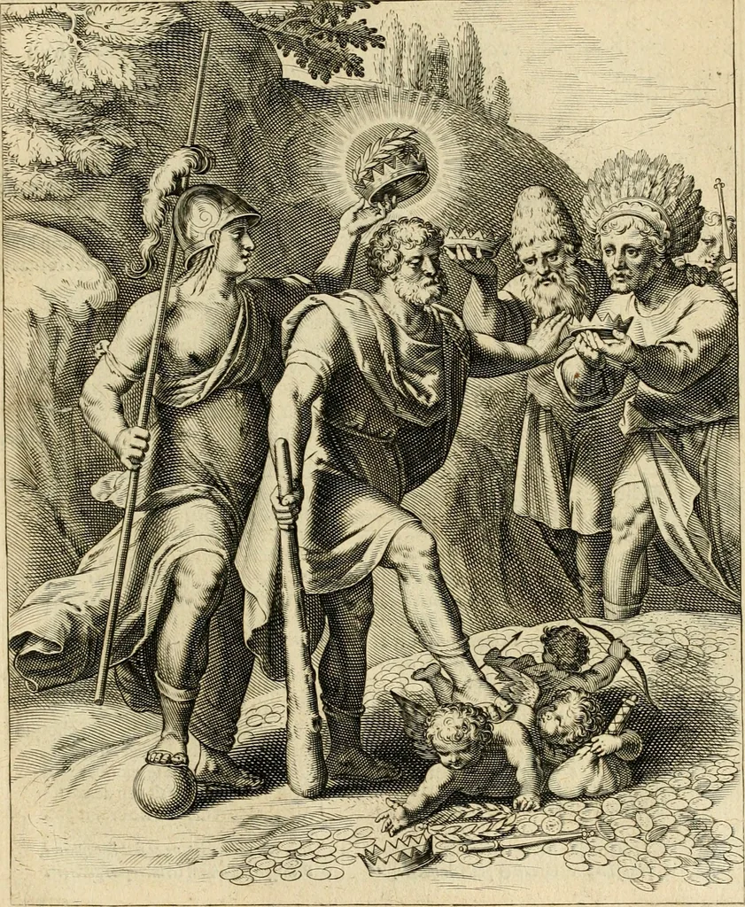An illustration from Quinti Horatij Flacci Emblemata : imaginibus in aes incisis, notis[que] illustrata, 1612, leaf 84