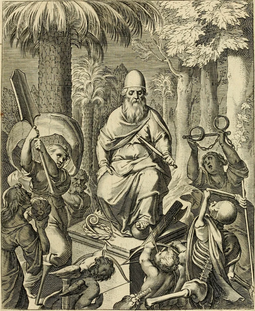 An illustration from Quinti Horatij Flacci Emblemata : imaginibus in aes incisis, notis[que] illustrata, 1612, leaf 86
