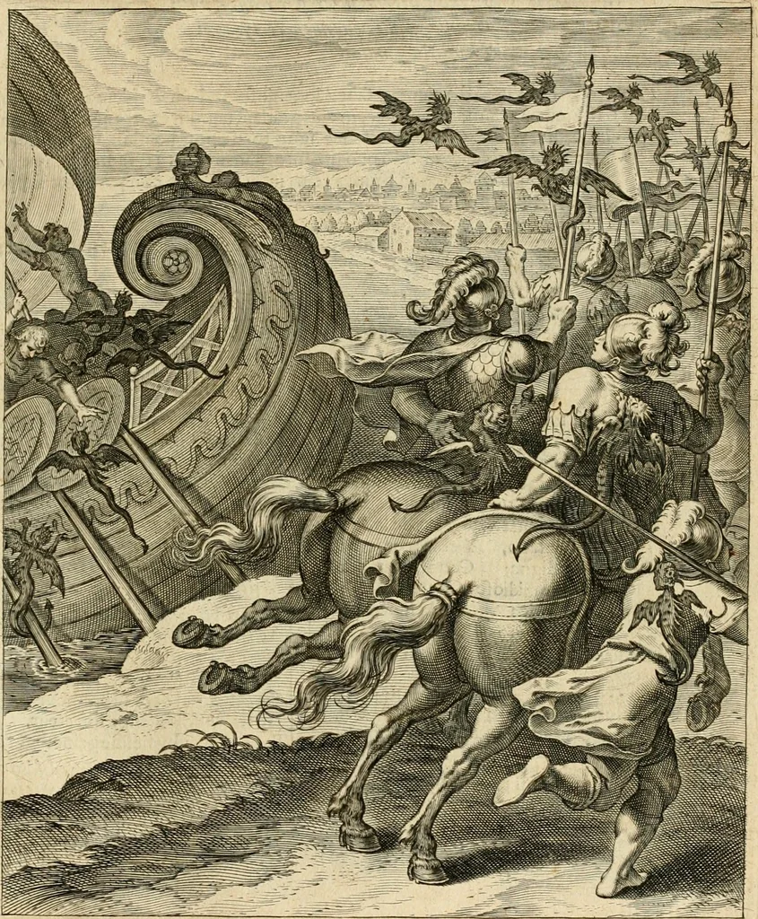 An illustration from Quinti Horatij Flacci Emblemata : imaginibus in aes incisis, notis[que] illustrata, 1612, leaf 98