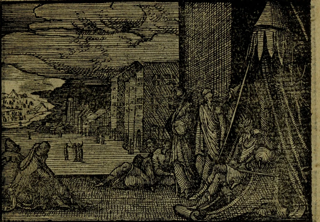 An illustration from Qvadrins historiqves de la Bible, 1558, leaf 104
