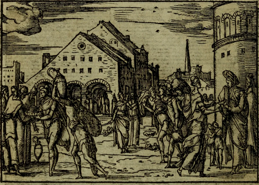 An illustration from Qvadrins historiqves de la Bible, 1558, leaf 107