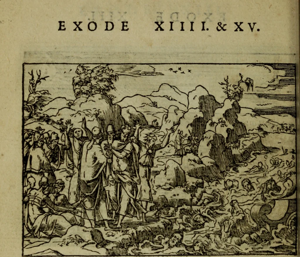 An illustration from Qvadrins historiqves de la Bible, 1558, leaf 111