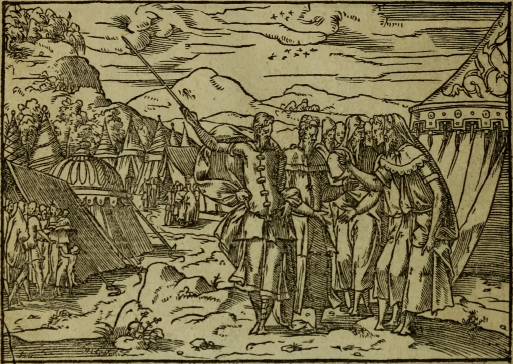 An illustration from Qvadrins historiqves de la Bible, 1558, leaf 113