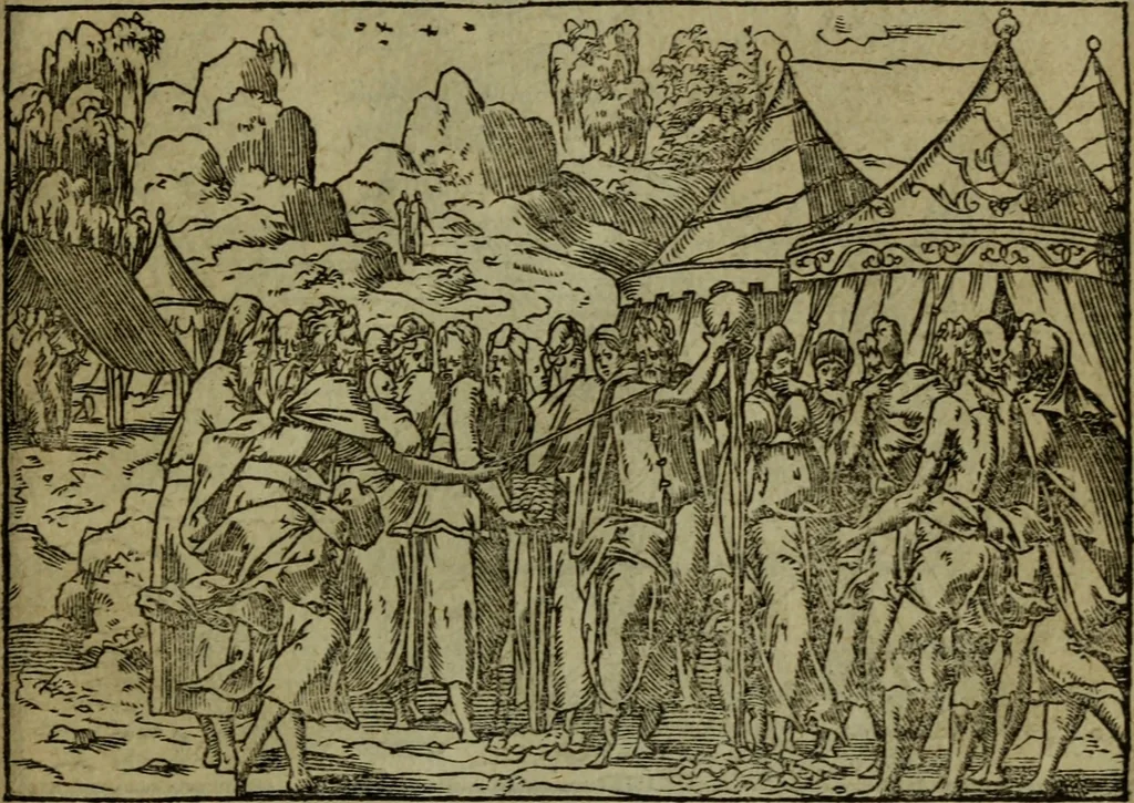 An illustration from Qvadrins historiqves de la Bible, 1558, leaf 116