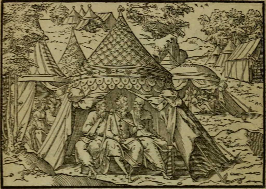 An illustration from Qvadrins historiqves de la Bible, 1558, leaf 117