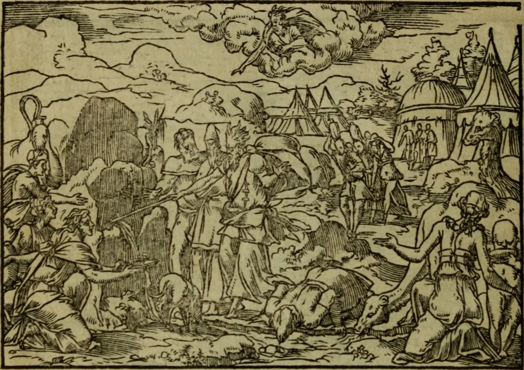 An illustration from Qvadrins historiqves de la Bible, 1558, leaf 119