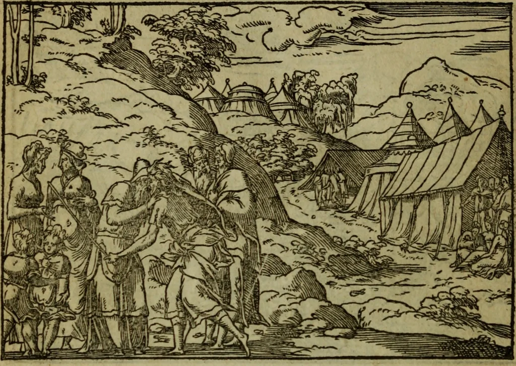 An illustration from Qvadrins historiqves de la Bible, 1558, leaf 121