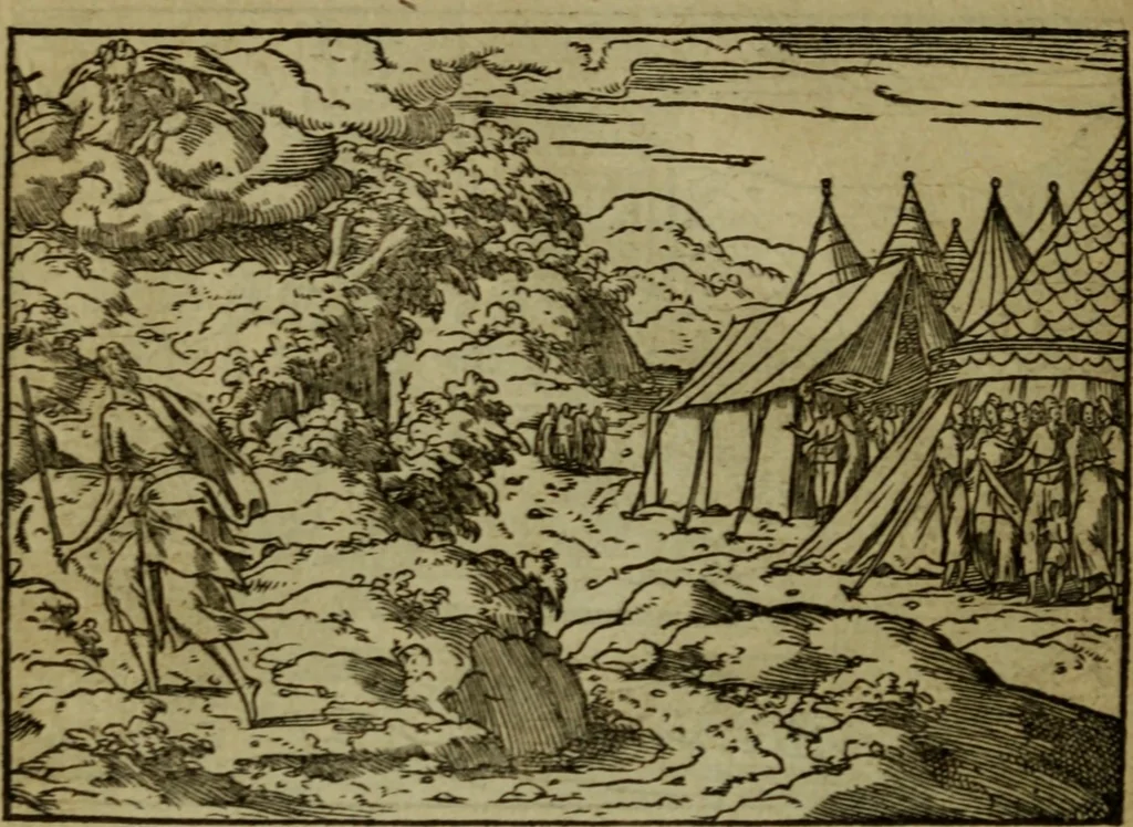 An illustration from Qvadrins historiqves de la Bible, 1558, leaf 123