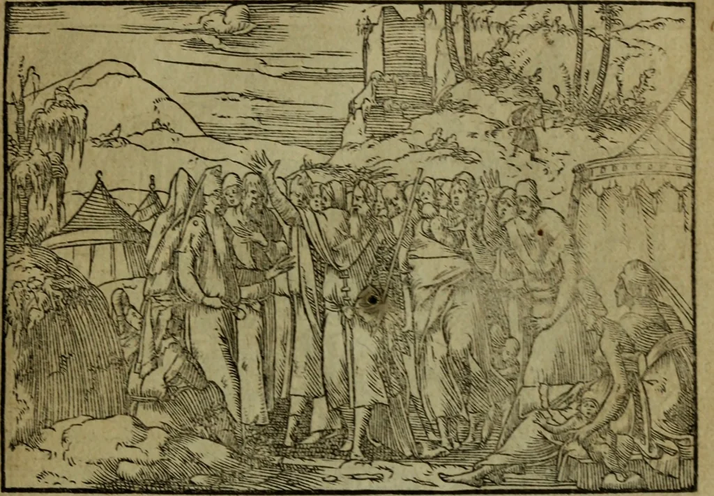 An illustration from Qvadrins historiqves de la Bible, 1558, leaf 124