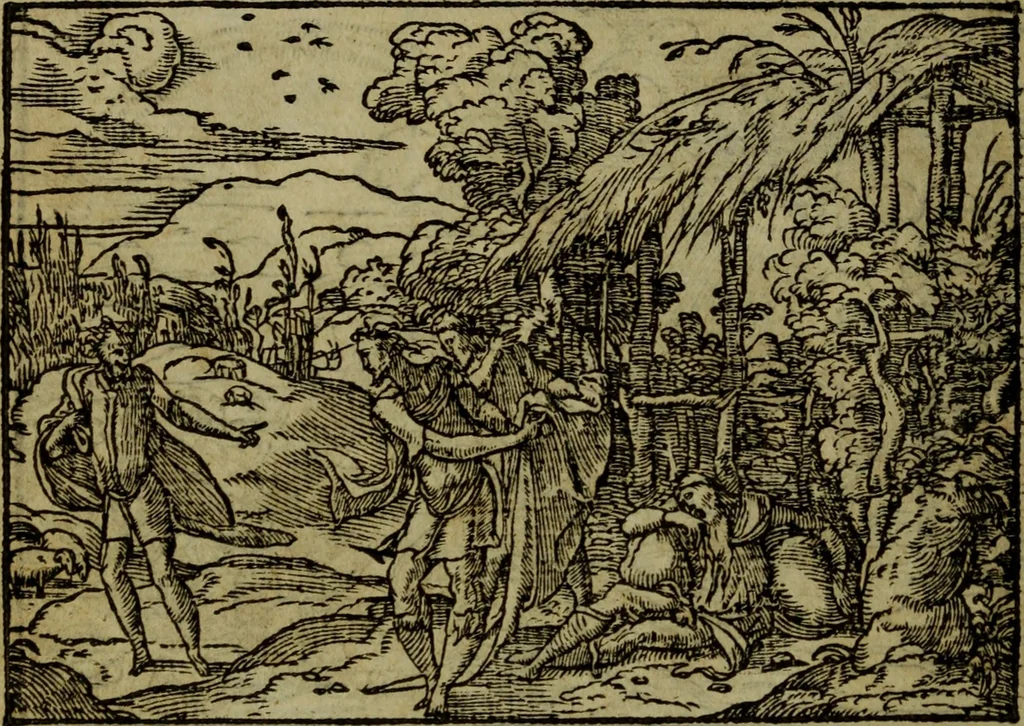An illustration from Qvadrins historiqves de la Bible, 1558, leaf 13