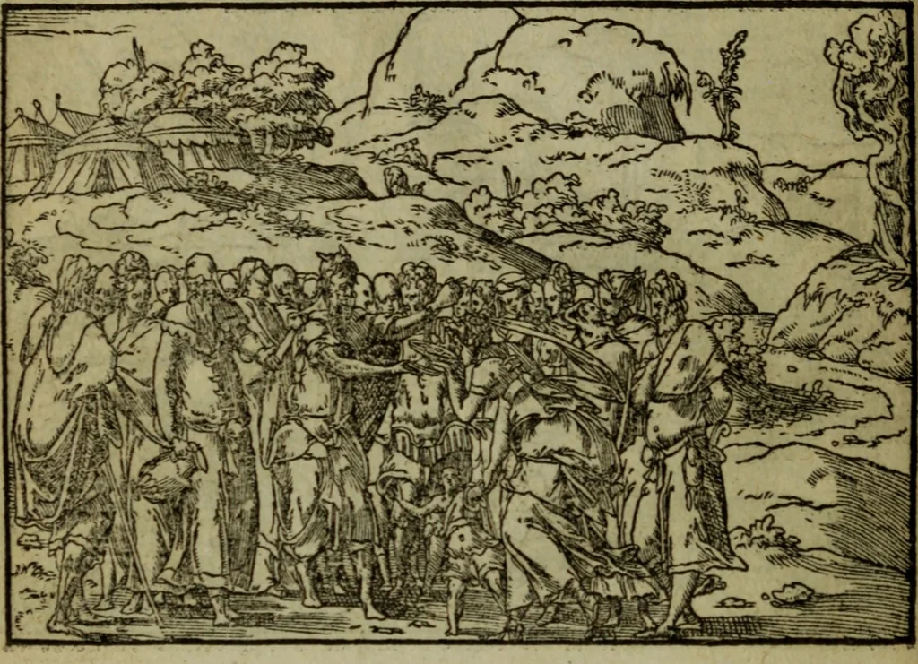 An illustration from Qvadrins historiqves de la Bible, 1558, leaf 131