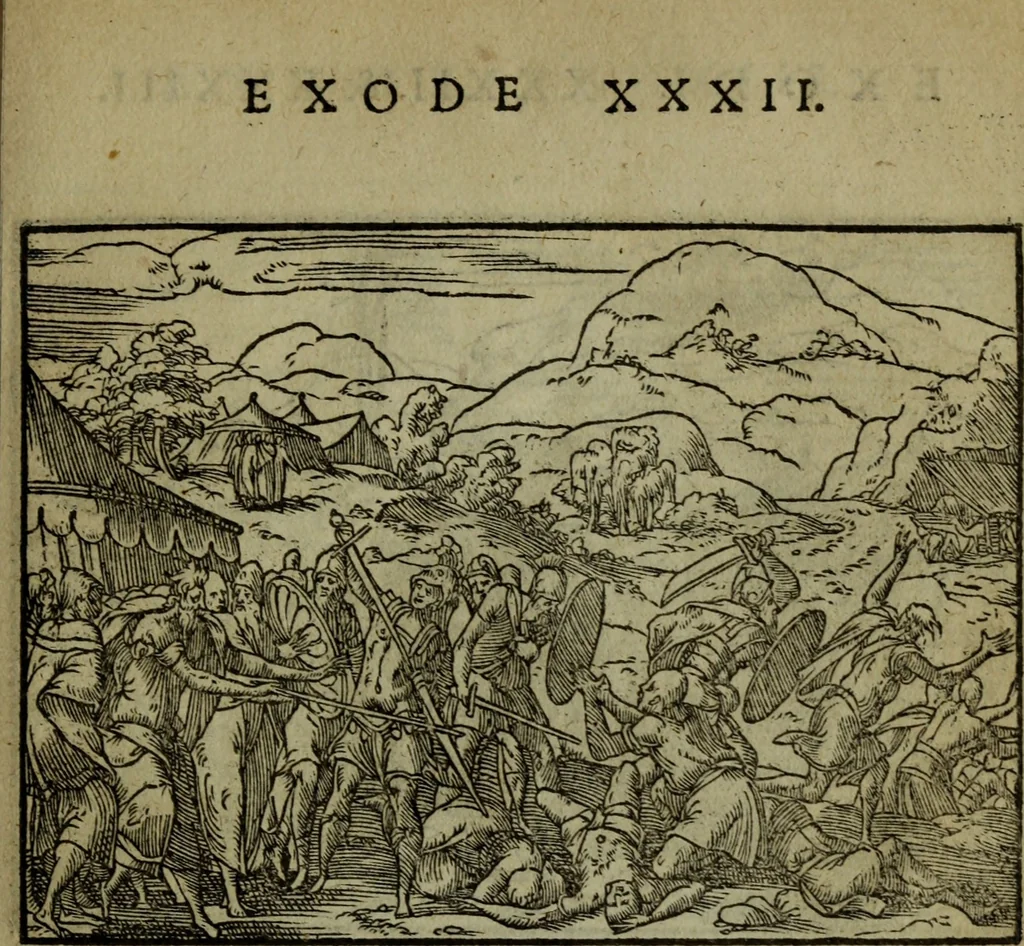 An illustration from Qvadrins historiqves de la Bible, 1558, leaf 132